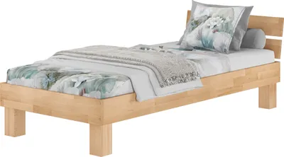 Produktbild von Massivholzbett Buche natur Bettgestell Holzbett 100x200 Einzelbett Zubehör wählbar V-60.80-10
