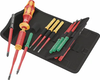 Produktbild von Kraftform Kompakt VDE 16 Torque extra slim 1 Tool Finder, 16-teilig (rot/gelb, inkl. Steckgriff, Drehmoment-Steckgriff, VDE-Wechselklingen)