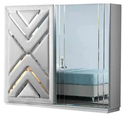 Produktbild von Moderner Weißer Kleiderschrank r Glasschrank Schlafzimmer Möbel