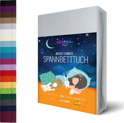 Produktbild von JERSEY KINDER Spannbettlaken 70x140cm Kinderlaken Spannbetttuch 100% Baumwolle für Kinderbett Babybett, in Farbe: Silber