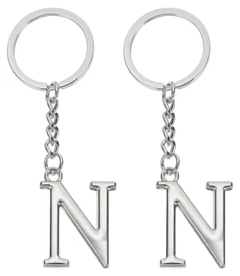 Schlüsselanhänger mit Initialen, 2 Stück, silber, Metall