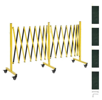 Immagine prodotto di VEVOR Barriera a forbice estensibile a doppia anta con ruote bloccabili e chiusura a forbice, max. 7,66 m, barriera di protezione mobile da esterno con funzione di allarme, barricata metallica per esterni e uso industriale