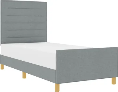 Zdjęcie produktu dla vidaXL Rama łóżka z zagłówkiem jasnoszara 100 x 200 cm tkanina