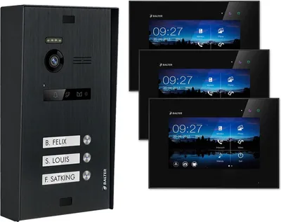 Produktbild von BALTER EVO Aufputz Schwarz 2-Draht BUS 7" Monitor Schwarz Video Türsprechanlage Set 3 Familienhaus