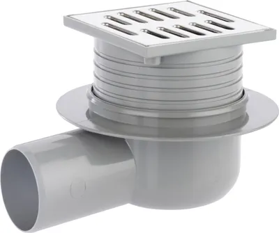 Produktbild von ACO Balkon/Terrassenablauf 100 x 100 mm  DN75, grau, Ablauf waagerecht