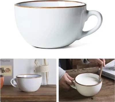 Produktbild von Famanu Kaffeetasse 700 ml - Keramische Suppentasse mit Henkel für Müsli, Suppen und Ramen