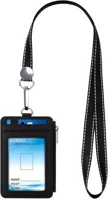 Ausweis-Etui mit Reißverschluss, PU-Leder, Schwarz