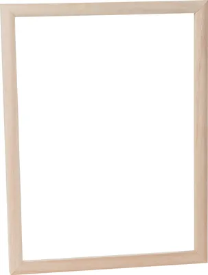 A simple wooden picture frame on a white background.