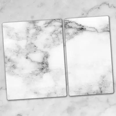 Produktbild von Glas-Herdabdeckplatten Glaskeramikkochfeld-Abdeckung Spritzschutz Schneidebrett Zweiteilige Glas 70x52 Weiß Holzplatte