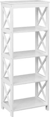 Produktbild von Rebecca Mobili Geschnitztes Bücherregal mit 4 Fächern aus weißem MDF