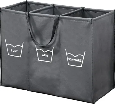 Obrázok produktu pre Triedič bielizne s 3 priehradkami - sivý - držadlá na prenášanie - polyester - 89170