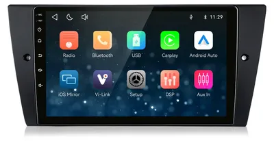 Immagine prodotto di Autoradio da 9 pollici, plug-and-play, per BMW Serie 3 (E90, E91, E92, E93) dal 2005 al 2011, con CarPlay, Android Auto, Bluetooth, navigazione e controllo del volante, basata su sistema Linux