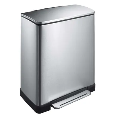 Image de Poubelle à pédale rectangulaire 50 litres, EKO - inox mat
