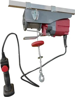 Produktbild von Berger & Schröter | Mobiler Seilzug elektrisch für Akkubetrieb 125/250 kg, 18 V, 12 m Stahlseil, Totmannschalter, Hubarbeit in Werkstatt