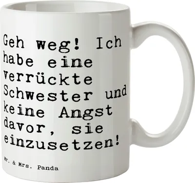 Produktbild von Mr. & Mrs. Panda Tasse Geh weg! Ich habe... - Weiß - Geschenk, cappuccinotasse, Keramiktasse, Kaffeebecher, Zitat, Spruch Geschenke, keramik, Schwester, Trinkbecher