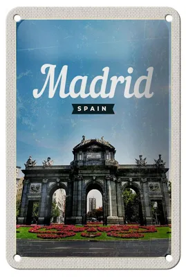 Produktbild von Blechschild Reise 12x18cm Madrid Spain Retro Poster Errinerungen Schild