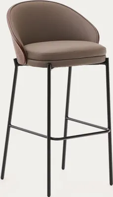 Produktbild von 2er Set Hocker Eamy, Eschenfurnier in Nussbaum-Finish mit Metall braun