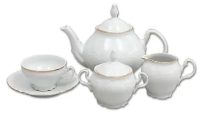 Produktbild von Bernadotte, Teeservice, goldfarbener Streifen, weiß, Thun, 15-teilig