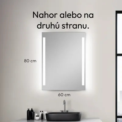 Obrázok produktu pre Kúpe??ové zrkadlo s osvetlením TALOS LED kúpe??ové zrkadlo s osvetlením 80 x 60 cm - vhodné do vlhkých miestností v?aka hliníkovému telu - neutrálna biela