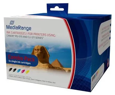 Obrázok produktu pre MediaRange MRCP570C571, Vysoký (XL) výnos, Fotografická čierna, Fotografická azúrová, Fotografická purpurová, Fotografická žltá, 35 ml, 42 ml, Viacnásobné balenie
