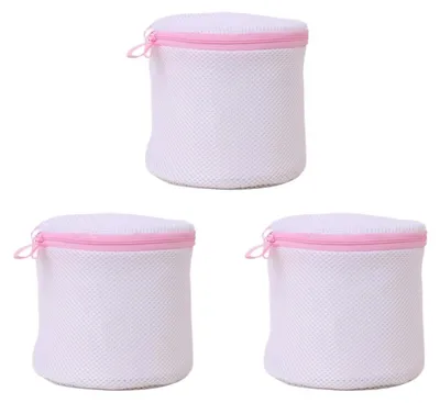 Produktbild von 3er Set BH-Wäschenetz 15×17 cm – Waschmaschinenfeste Dessous-Waschsäcke mit Reißverschluss, Rosa