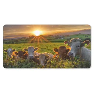 Produktbild von MuchoWow® Mauspad Mousepad Sonne - Kuh - Gras 60x30 cm - Mousepads - Maus Mat - Pad - Mausunterlage - Nachhaltig
