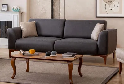 Produktbild von Graues Kunstleder Wohnzimmer Designer Couch r 3-Sitzer JVmoebel