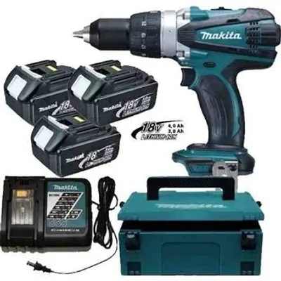 Produktbild von Makita DHP458RF3J, Handbohrmaschine, Schwarz, Blau, Silber, 1,3 cm, 7,5 cm, 1,3 cm, 1,6 cm