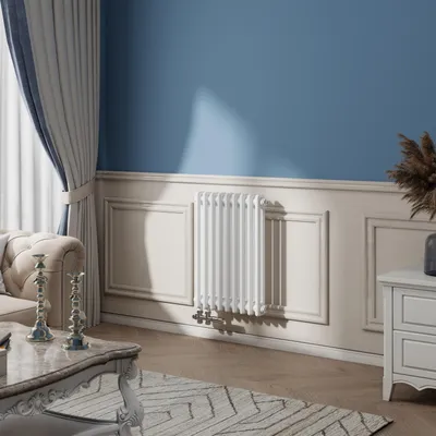 Produktbild von AICA Traditioneller Horizontal Heizkörper 600×425mm 2 Säulen 476W Gusseisen-Stil für Wohnräume Weiß