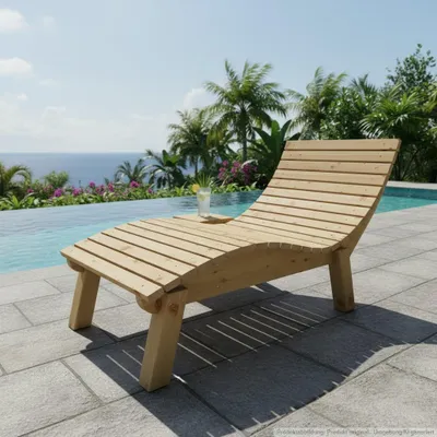 Produktbild von Holzliege Wellenliege Gartenliege Relaxliege "Liege-Franzi" (Lärche) Breite 90cm Einstiegshöhe 50cm mit Füßen