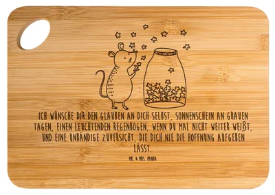 Produktbild von Mr. & Mrs. Panda Schneidebrett Maus Sterne - Transparent - Geschenk, Hackbrett, Taufe, Frühstücksbrettchen, Träume, Geburtstag, Holzbrett, vesperbrett, Tiermotive