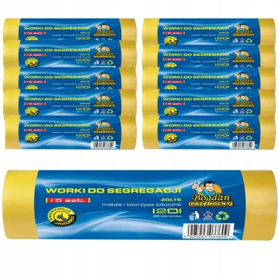 Produktbild von Bogdan Przemocny 10er Set Gelber Sack Müllsäcke 120L 10x15 Stk. Hochleistungs Müllbeutel Mülltüte - Gelb - Kunststoffe, Plastik und Metalle