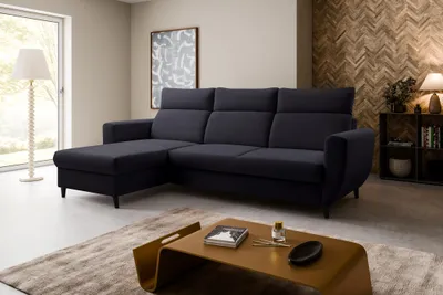 Produktbild von Ecksofa TORRO MINI (260 x 170 cm) – LINKE SEITE, moderne verstellbare Kopfstützen, Bettkasten, Schlaffunktion, ENJOY NEW 24 - Graphit