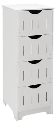 Obrázek produktu pro Koupelnová skříňka – volně stojící komoda se 4 zásuvkami – plast – 30 x 30 x 82 cm – moderní styl – bílá