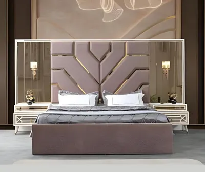 Produktbild von Hochwertiges 3 tlg. Schlafzimmer-Set mit Bett und 2 Nachttischen