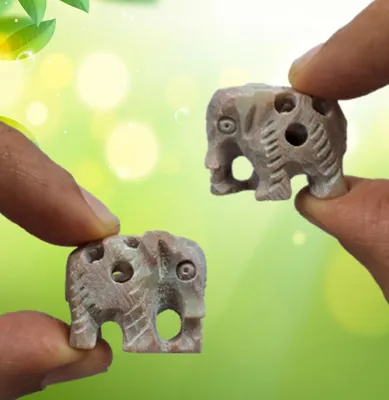 Stein-Elefantenpaar, 2 Figuren, Gitterdesign, 2,5 cm