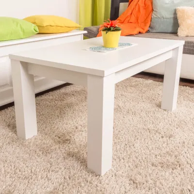 Produktbild von Wohnzimmertisch Kiefer massiv Weiß 50x90x60 cm, Massivholz-Couchtisch aus Holz