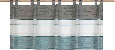 A curtain hanging on a rod.