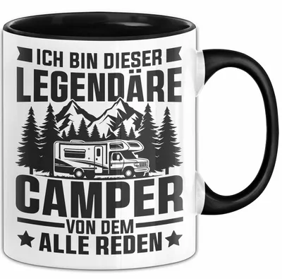 Produktbild von Camper Tasse Geschenk Wohnwagen Camping Geschenkidee (Schwarz)