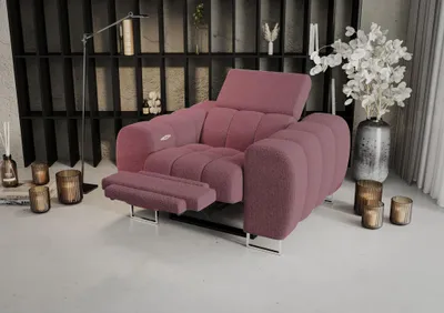Productafbeelding van Relaxfauteuil BASTIEN RELAX, bekleed met stof Aragon in de kleur bordeaux