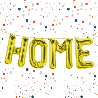 Produktbild von Folienballon Schriftzug Home, Gold, ca. 40 cm für Luftbefüllung