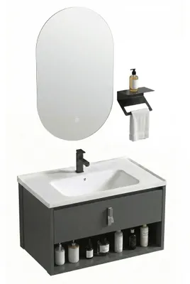 Produktbild von Ein Badezimmermöbelset Mit Waschbecken Rea Toledo 60Cm Grau