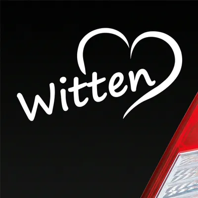 Produktbild von Auto Aufkleber Witten Herz Stadt City Liebe Love Heimat 14,5x8 cm Weiss Glanz Sticker Heckscheibenaufkleber