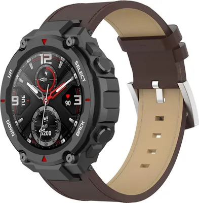 Produktbild von Strap-it Amazfit T-Rex (Pro) Lederarmband (Braun)