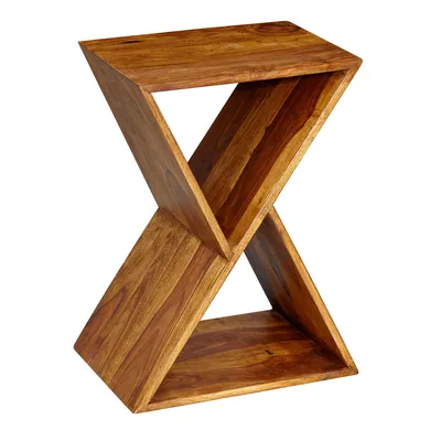 Produktbild von WOHNLING Beistelltisch X-Form 43x60x30 cm Sheesham Massivholz Anstelltisch Tisch Wohnzimmer Massiv Kleiner Wohnzimmertisch Echtholz Sofatisch