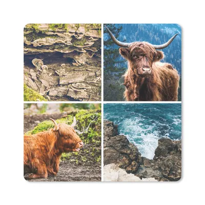 Produktbild von MuchoWow® Mauspad Mousepad Schottische Highlander - Natur - Meer 20x20 cm - Mousepads - Maus Mat - Pad - Mausunterlage - Desk Mat - Bureauartikeln