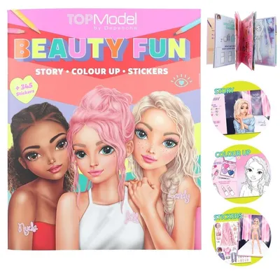 Produktbild von Malbuch TOPModel  BEAUTY FUN, 36 Seiten, 2 Doppelseiten Papiersticker,, 1 Doppelseite Foliensticker