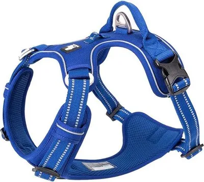 Obrázok produktu pre Postroj pre psov, bez ťahania, nastaviteľný, reflexný, mäkký nylon, pre malé a veľké zvieratá, XL, kráľovská modrá