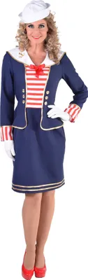 Produktbild von M217168-S blau-rot Damen Matrosen-Mariene Kostüm-Kleid Gr.S