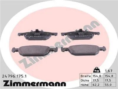 Produktbild von Zimmermann Bremsbeläge vorne für Honda Accord VIII + Tourer CU 2.0i 2.2i DTEC